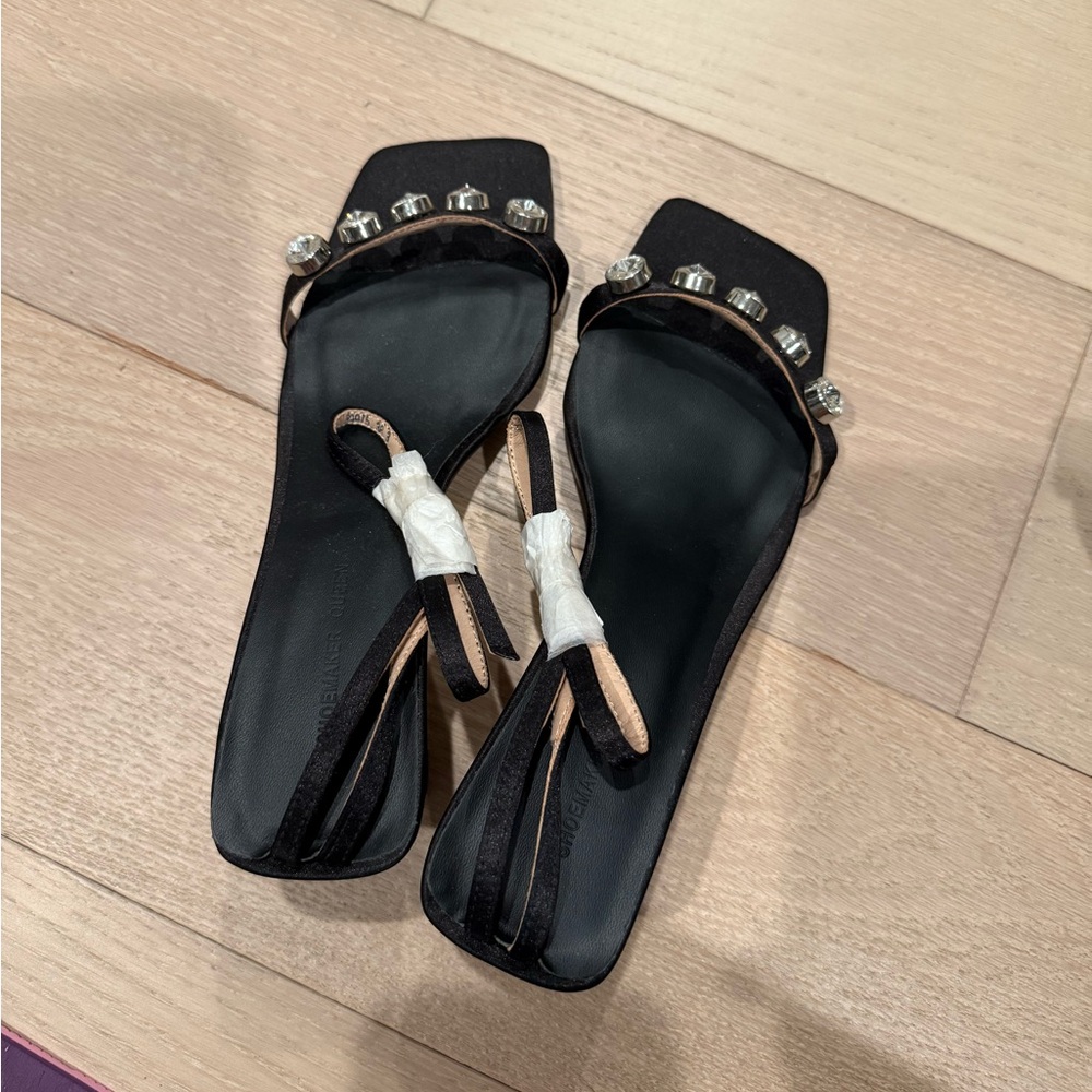 Black Embellished Women's Sandals